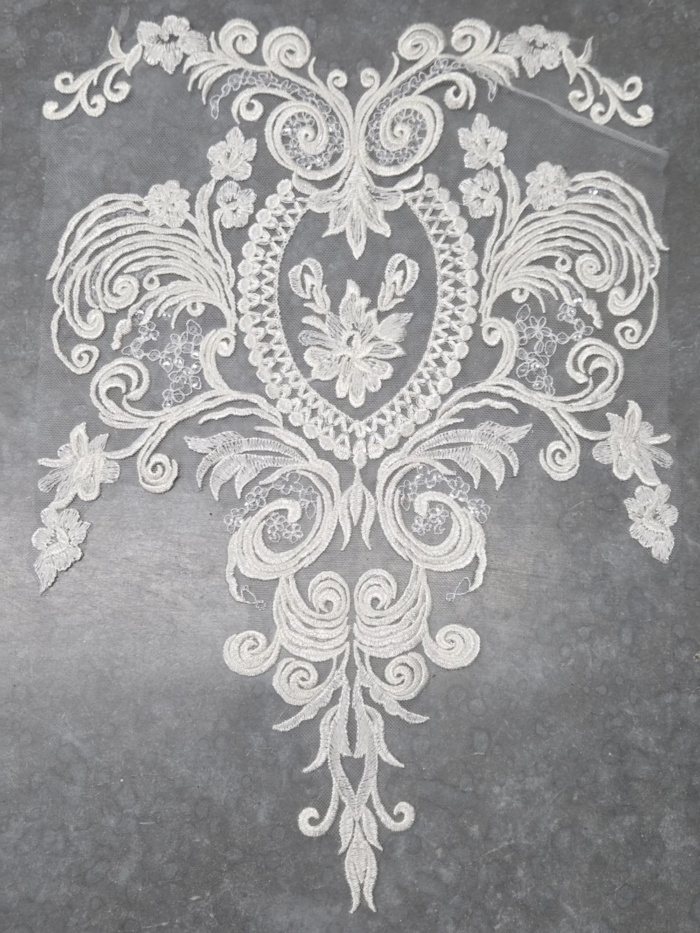 Decorative White Lace Appliqué Pair Cream